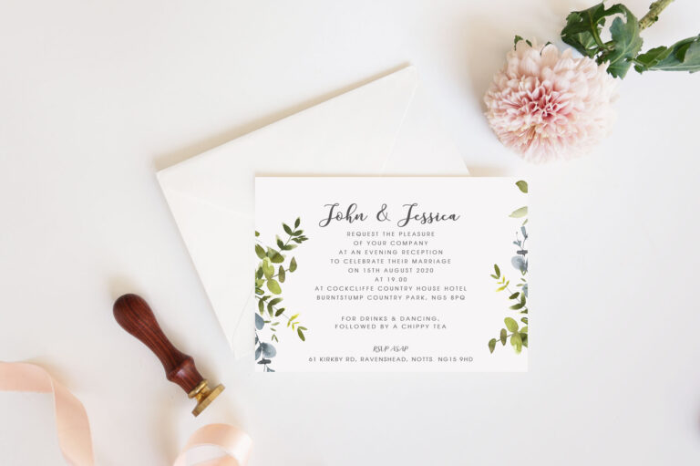 Eucalyptus Garland Evening Invitation - Bluebell Press